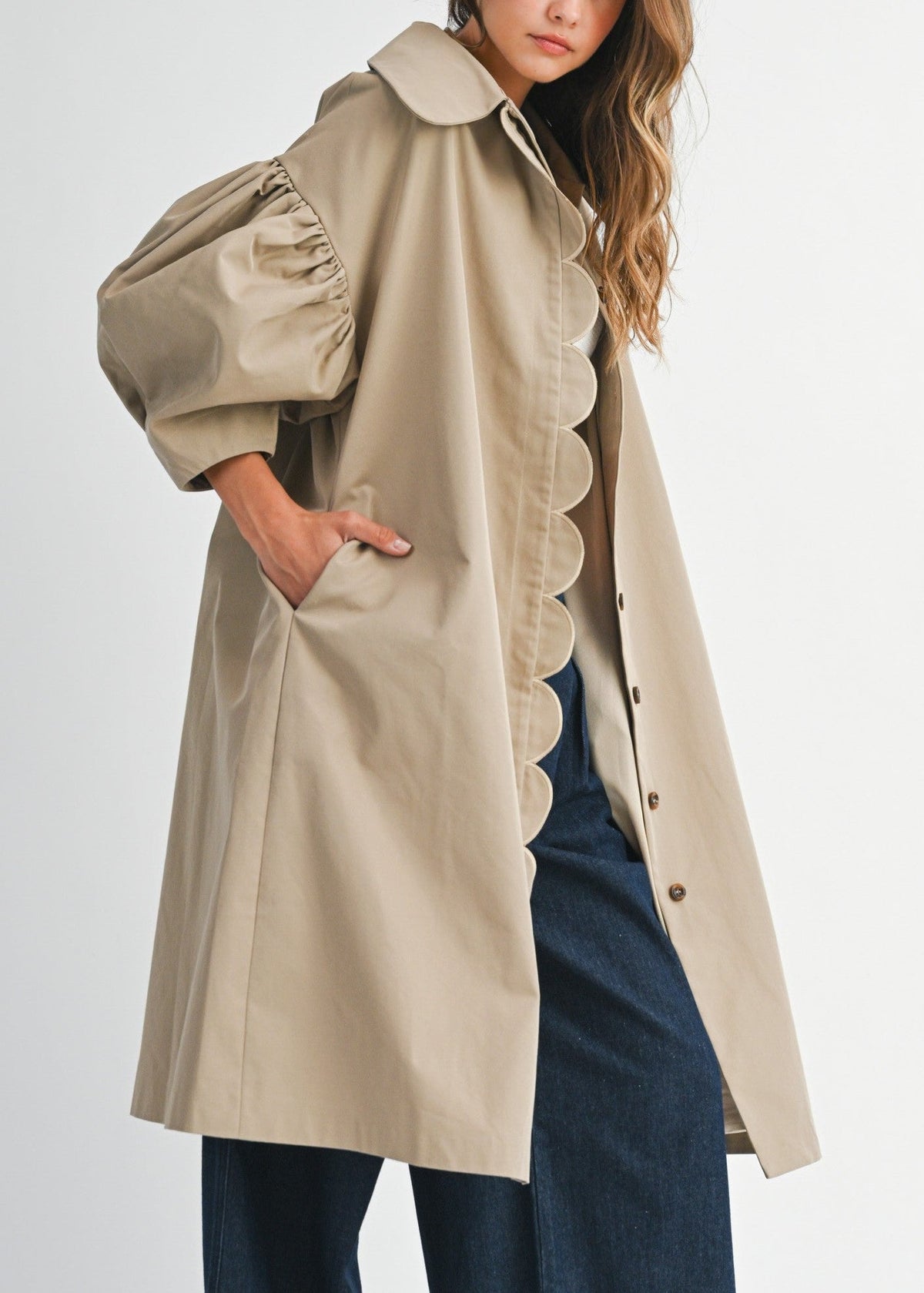 ROSETTA SCALLOPED TRENCH COAT
