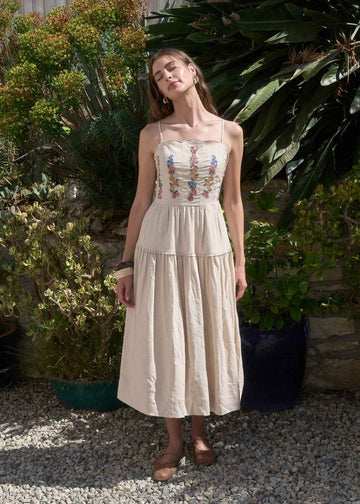 JADE EMBROIDERED MIDI DRESS