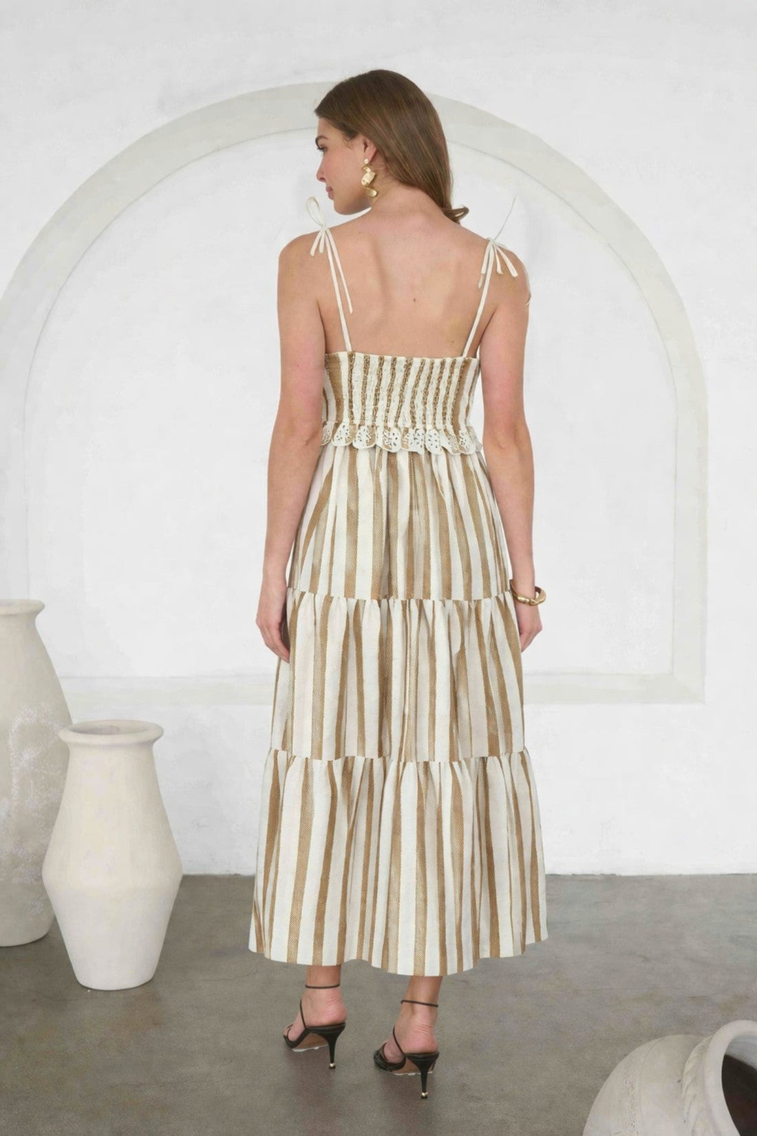 REEMA SPAGHETTI STRAP MIDI DRESS