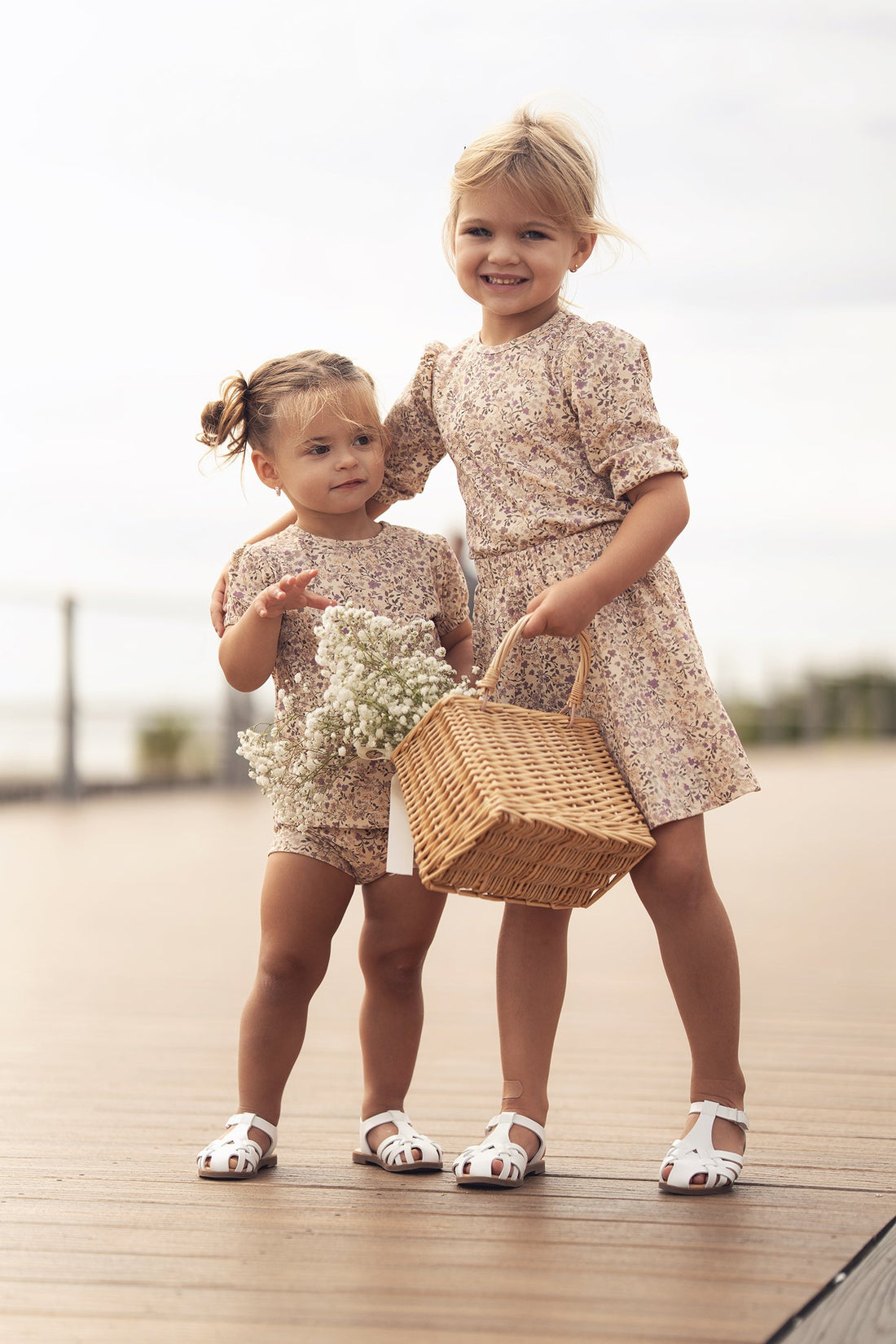 Purple Flower Shorts Set