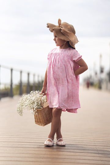 Pink Flower Dress - Short Sleeve