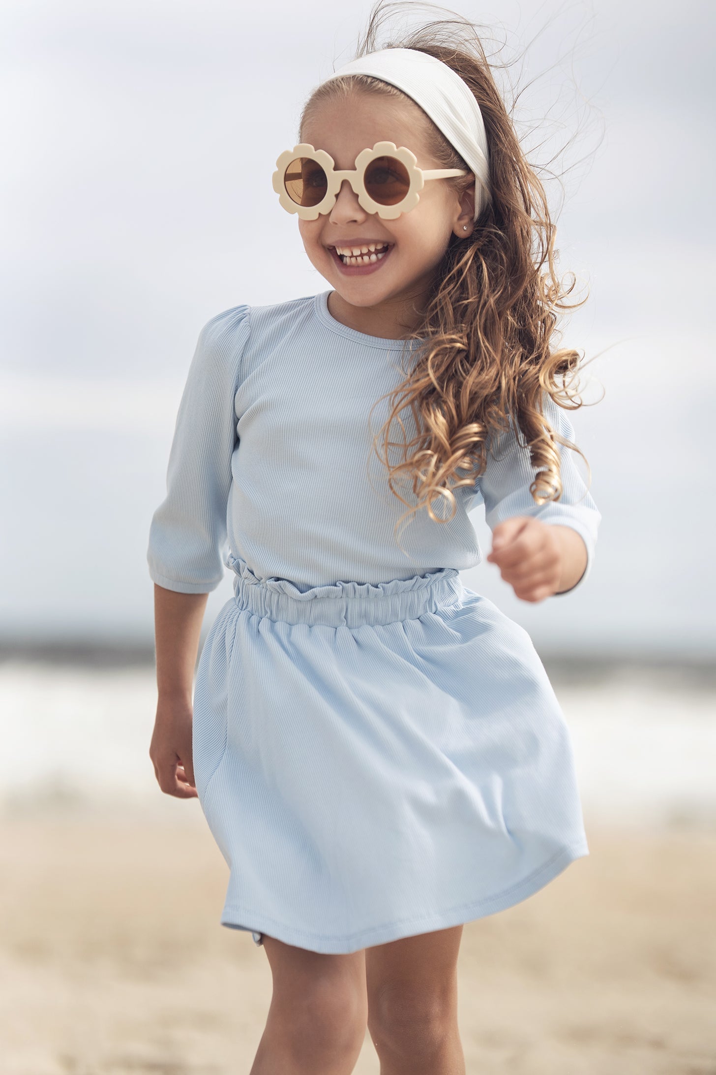 3/4 Puff Sleeve T-shirt - Light Blue