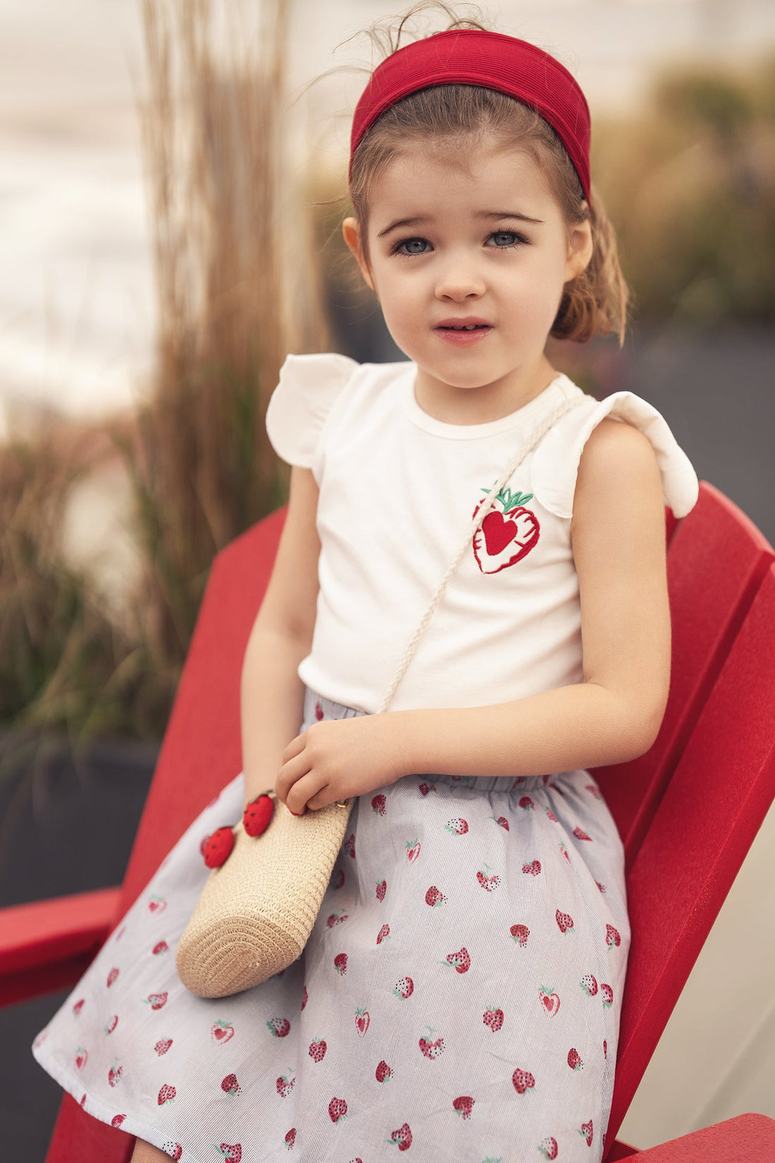 Embroidered Strawberry Short Puff Sleeve T-shirt