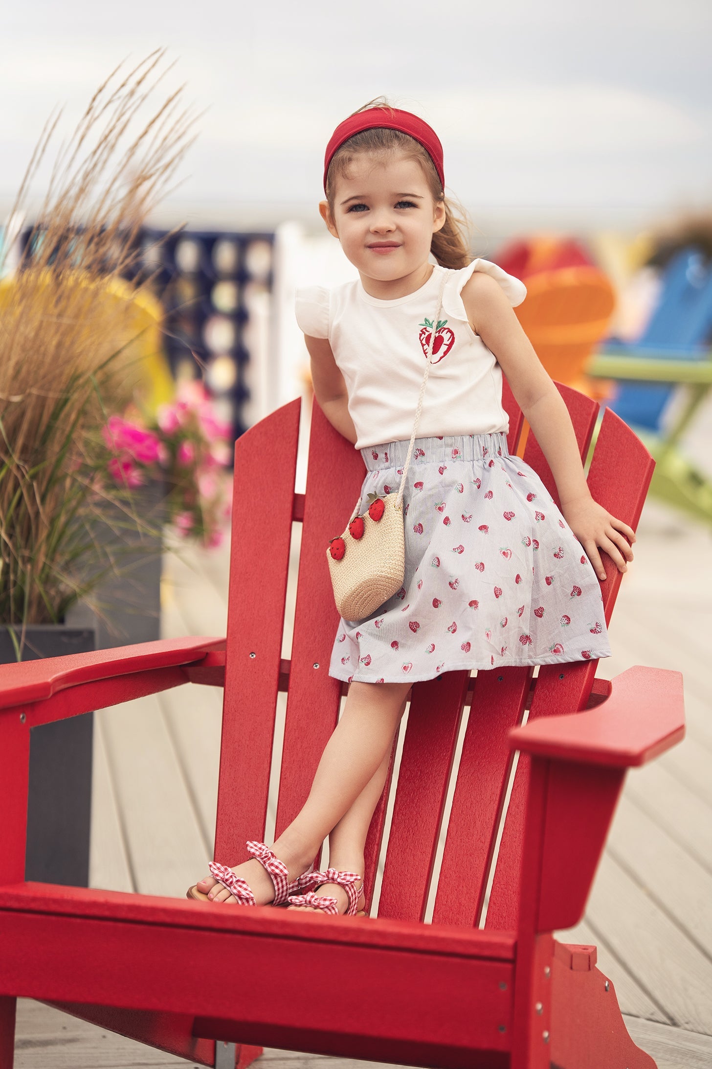Embroidered Strawberry Short Puff Sleeve T-shirt