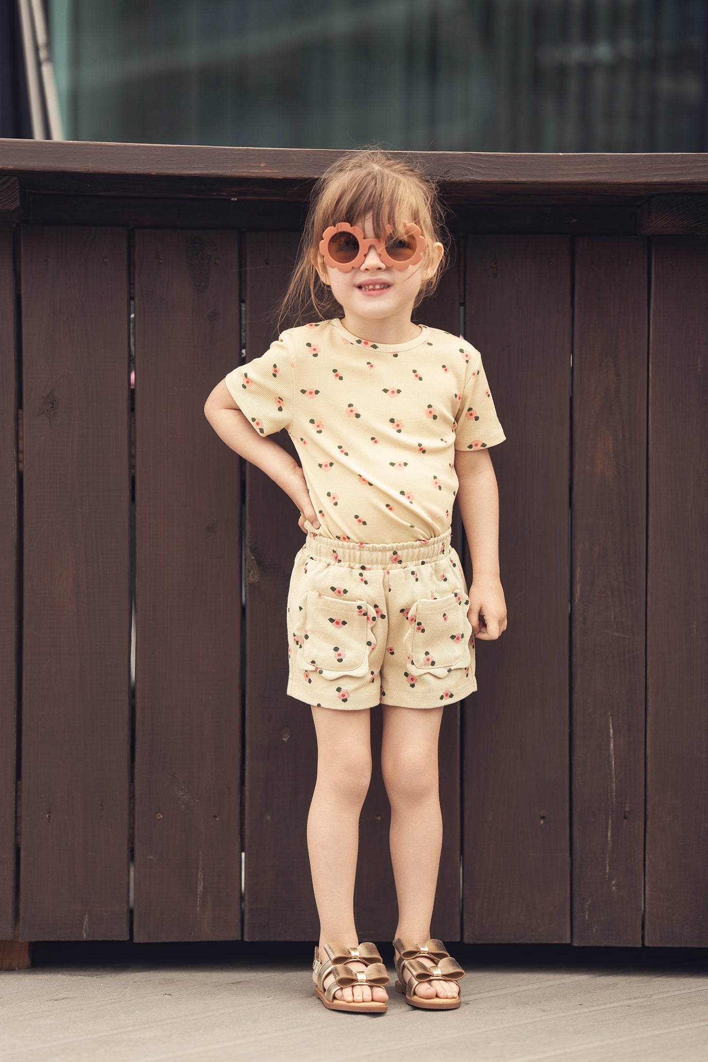 Tan Floral Shorts
