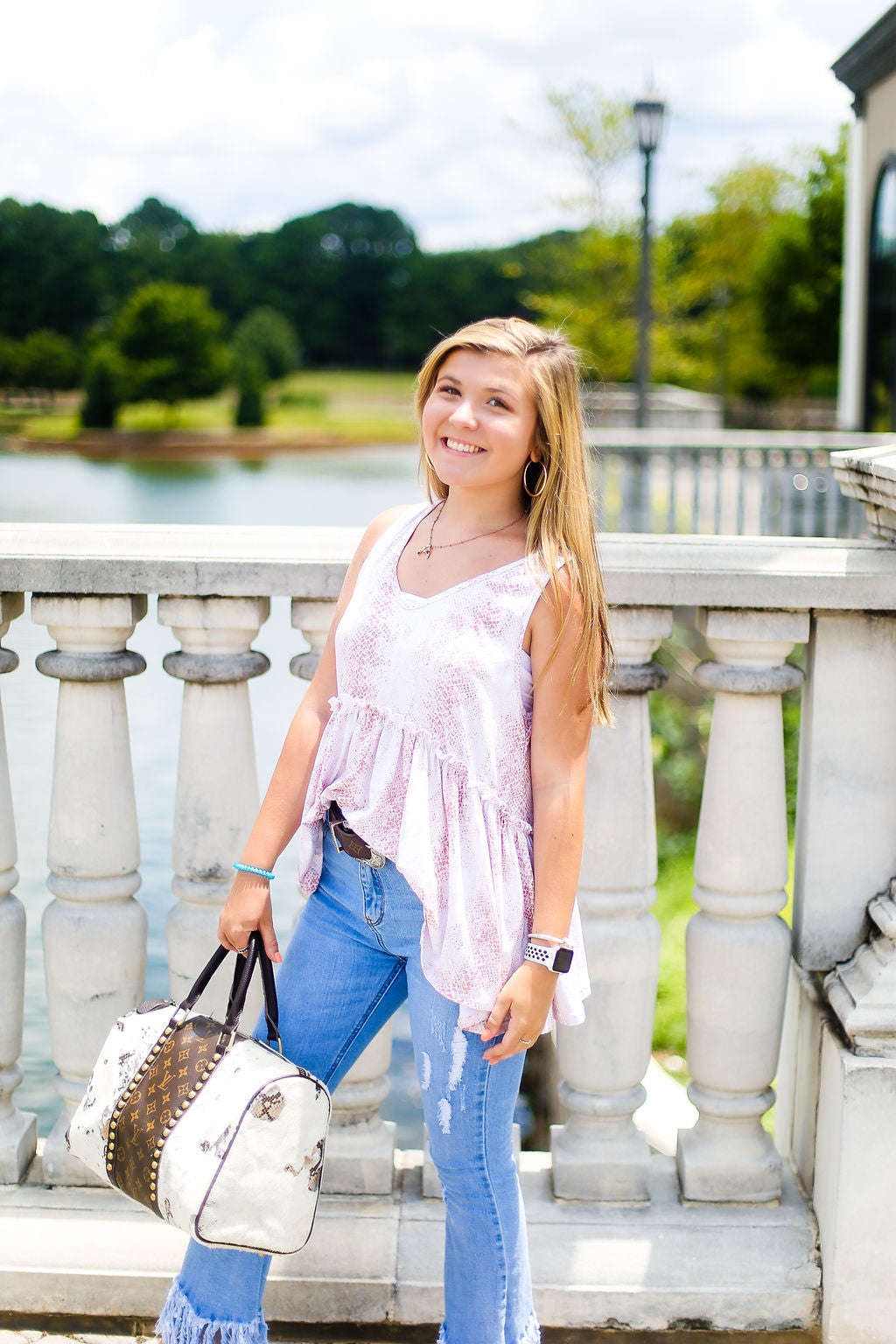 Pink Snake Skin Tank Top