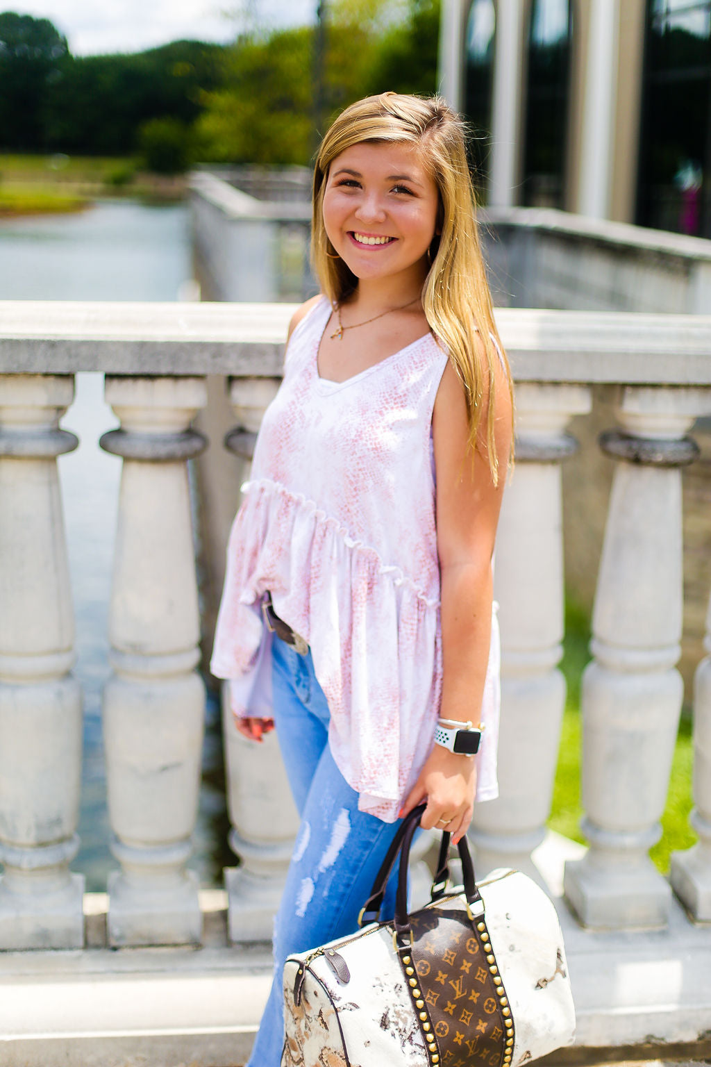 Pink Snake Skin Tank Top