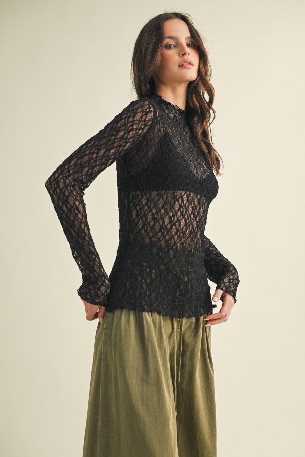 CECE MESH LACE TOP