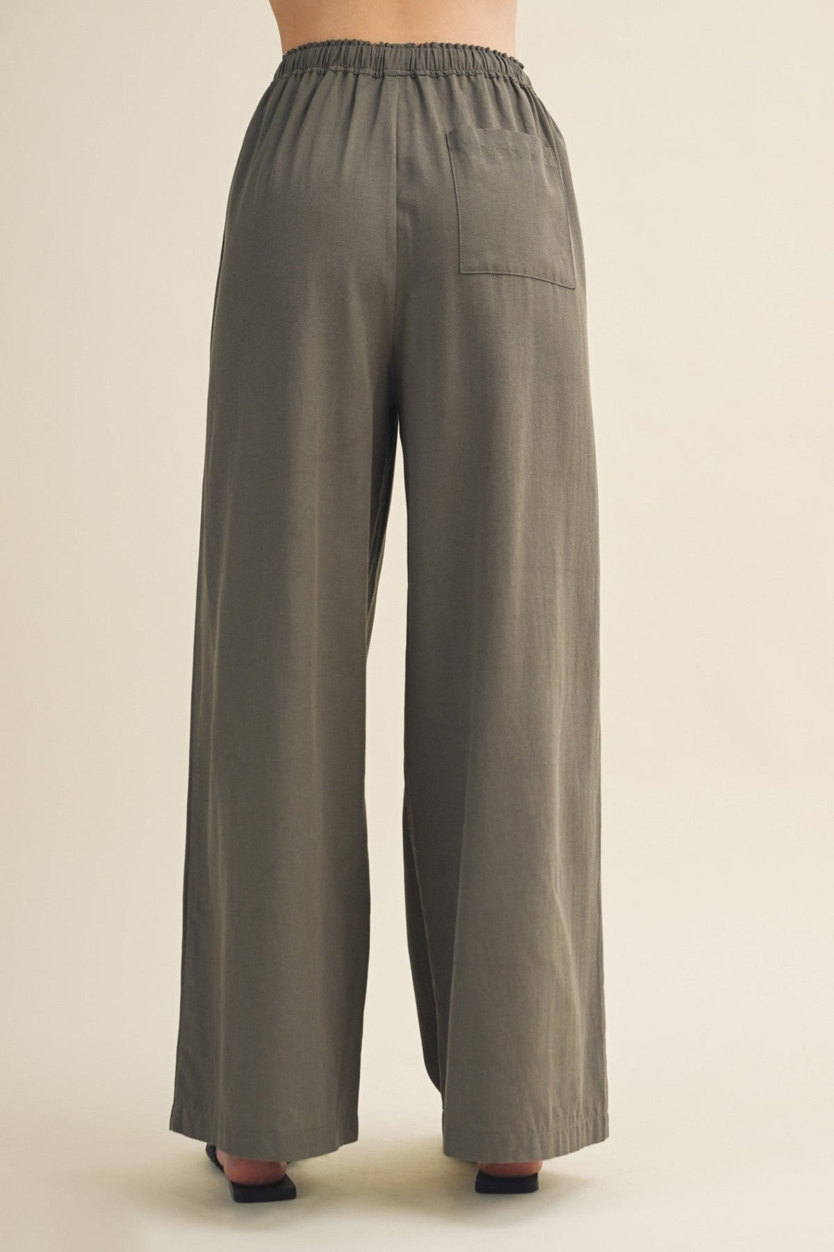 ALEXA OLIVE WIDE-LEG PANTS