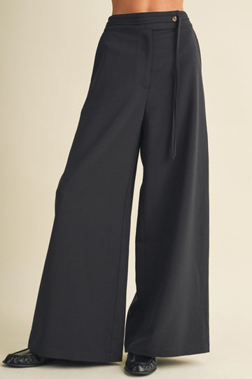 VALERIE BLACK WIDE-LEG PANTS