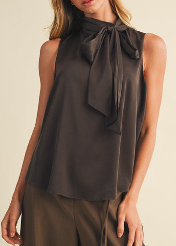 ANNIE SLEEVELESS SATIN TOP