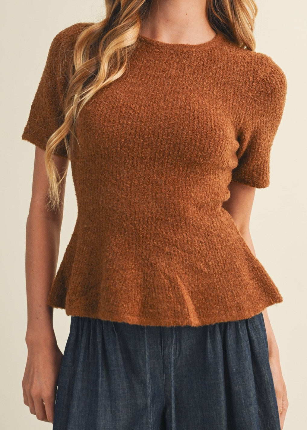 MAYVE KNIT PEPLUM TOP