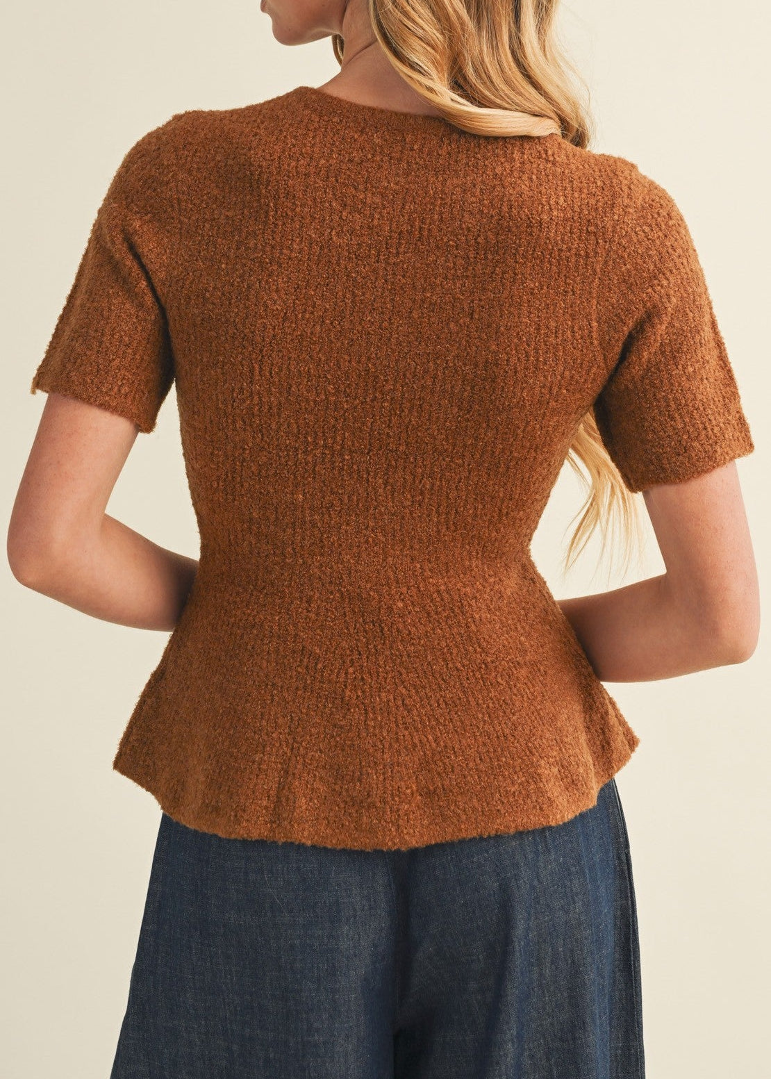 MAYVE KNIT PEPLUM TOP