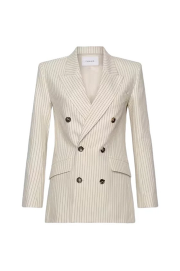 Double Breasted Blazer - Cream Multi