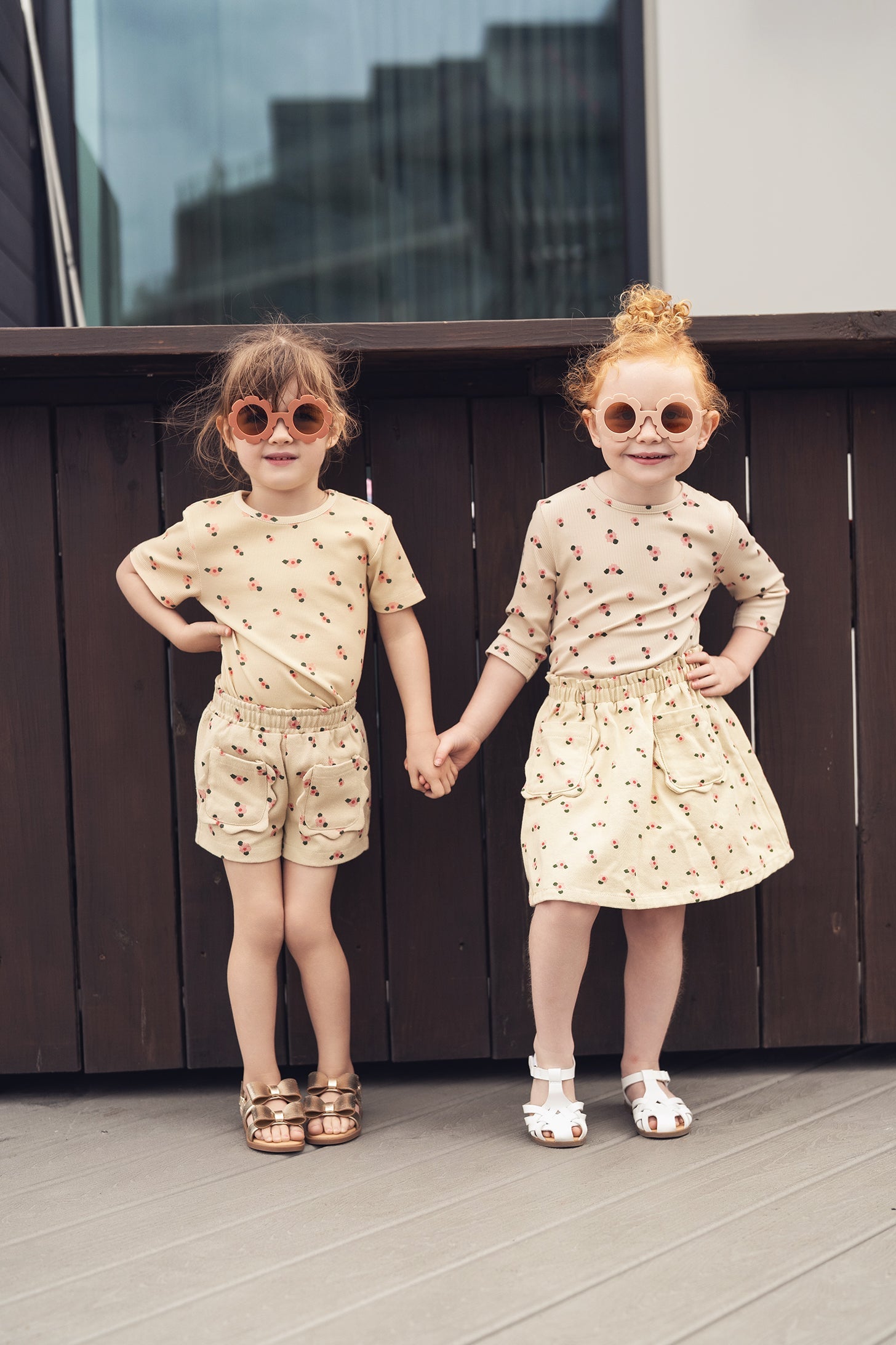 Tan Floral Shorts