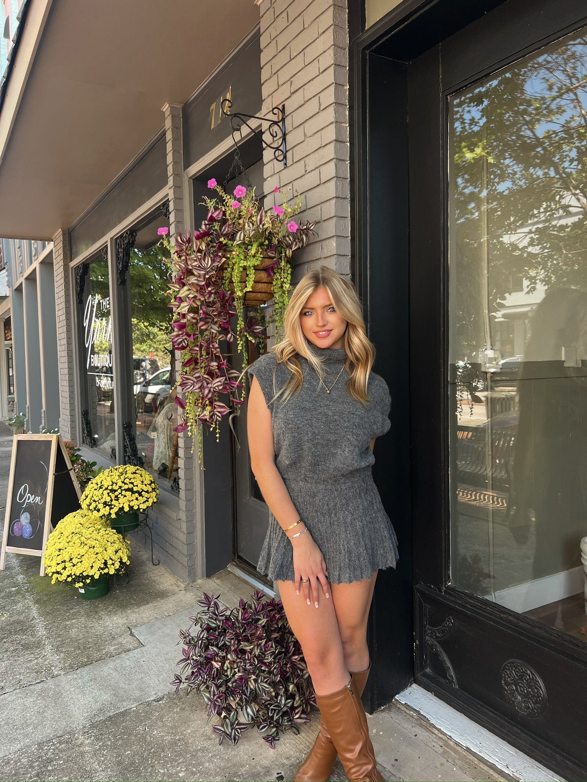 Charcoal Turtleneck Sleeveless Sweater Top