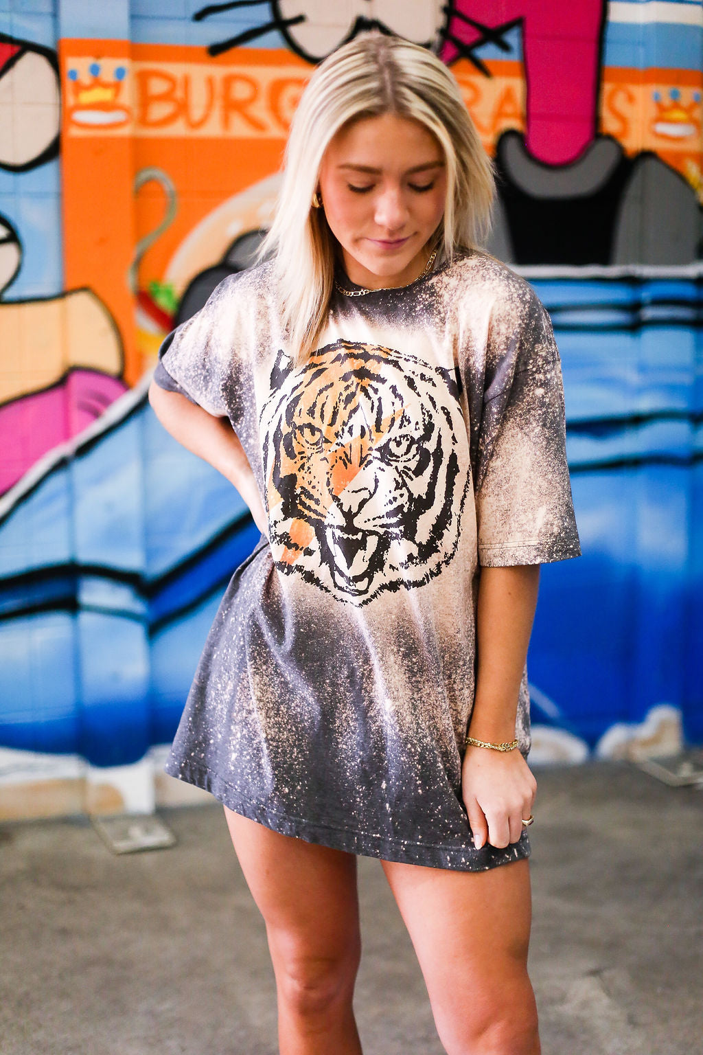 Tiger Lightning Bolt Acid Graphic Tee