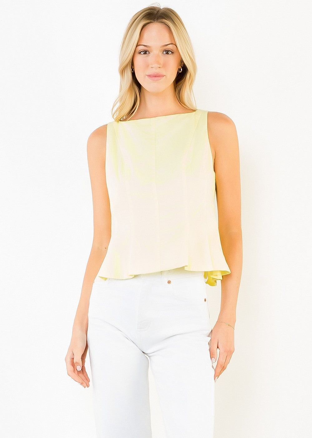 STEPHANIE SLEEVELESS PEPLUM TOP