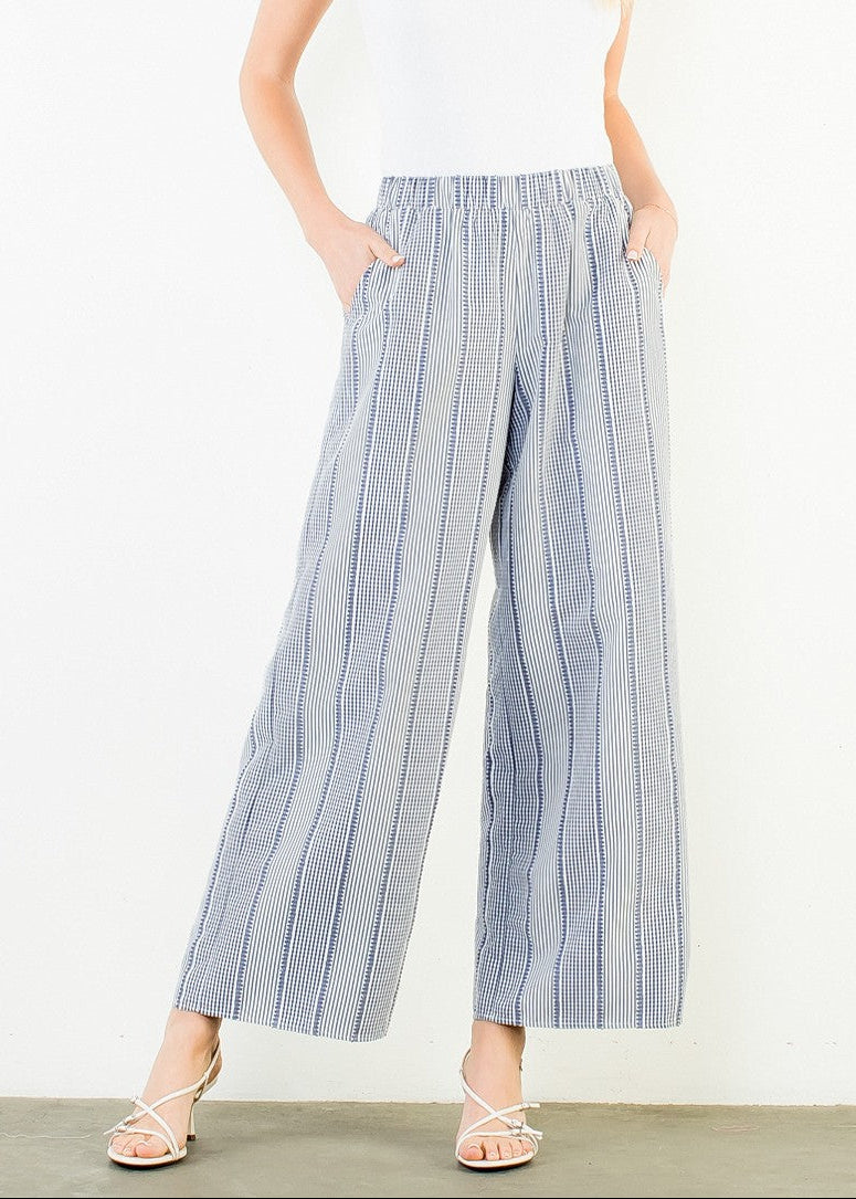 CLEO STRIPED WIDE-LEG PANTS