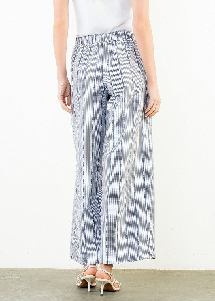 CLEO STRIPED WIDE-LEG PANTS