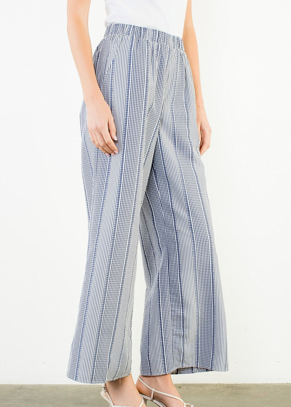 CLEO STRIPED WIDE-LEG PANTS