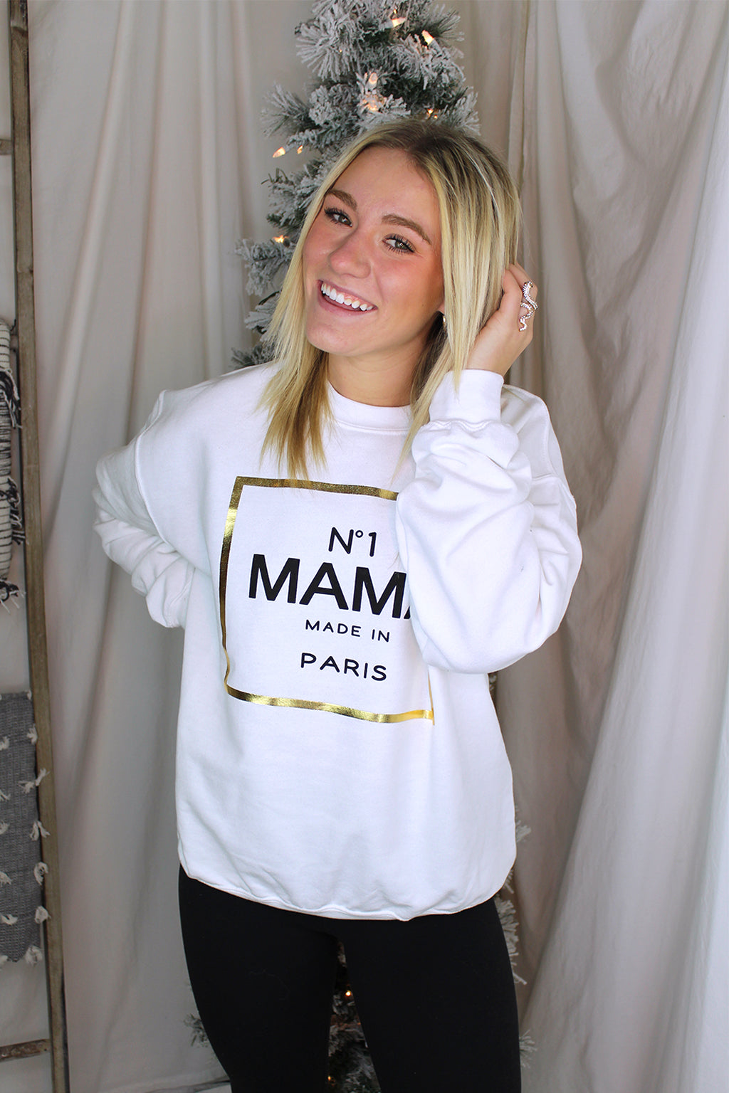 White No. 1 Mama Gold Foil Sweatshirt