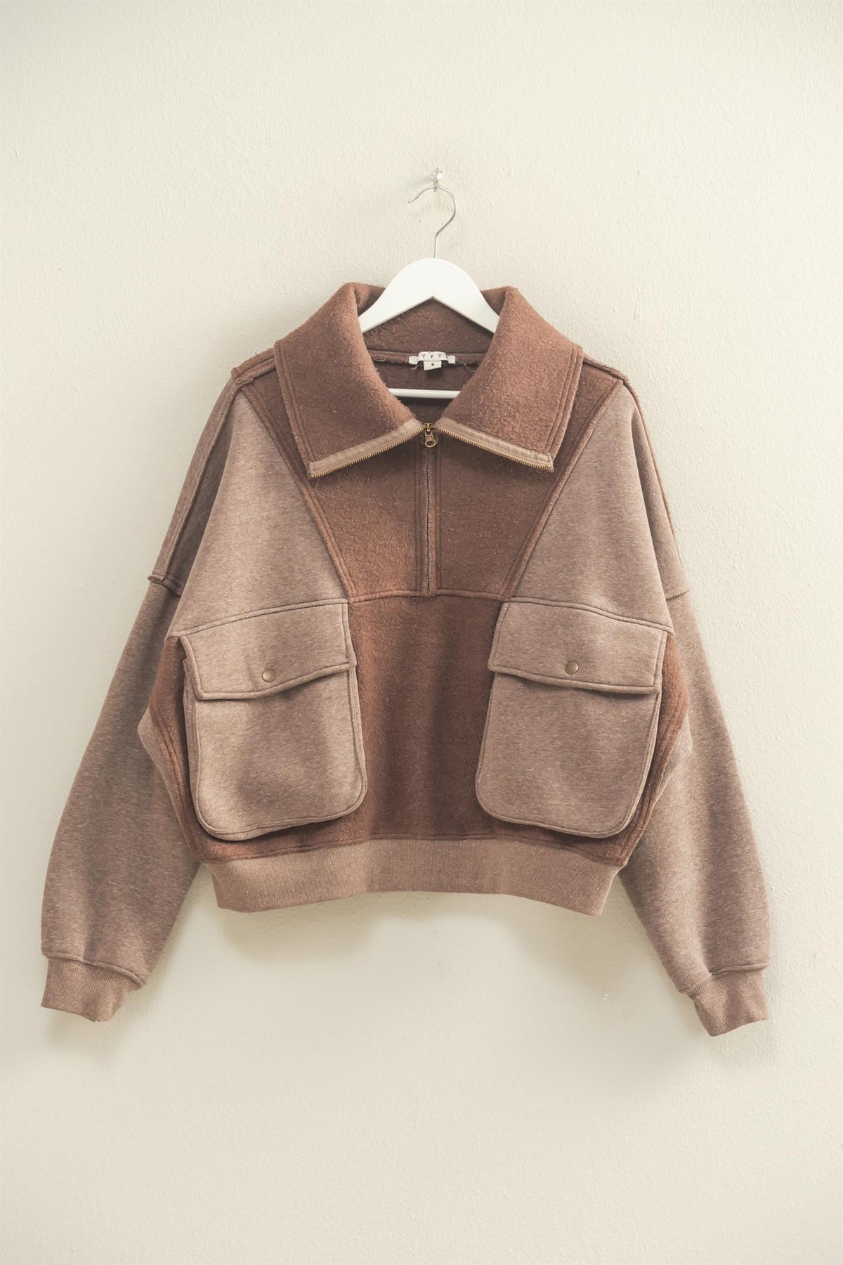 Mocha Fleece Oversized Pullover
