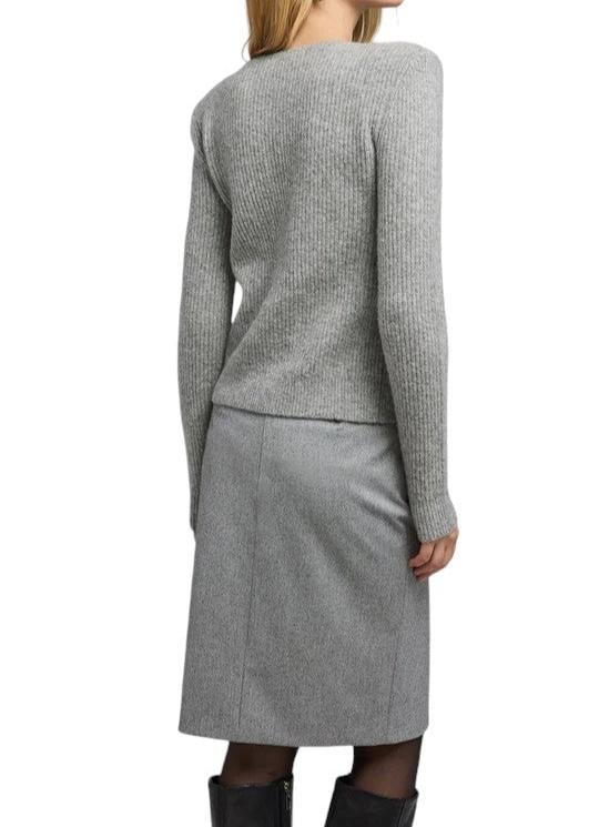 Ellison Rib Cardigan - Heather Grey
