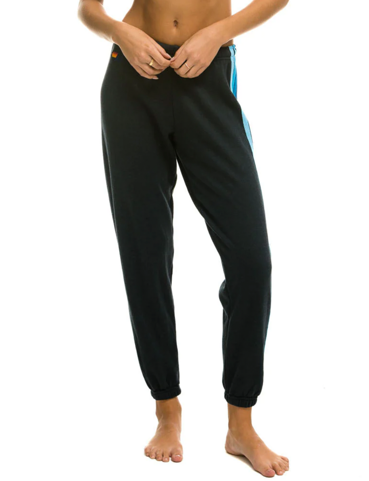 5 Stripe Sweatpants, Charcoal/Blue