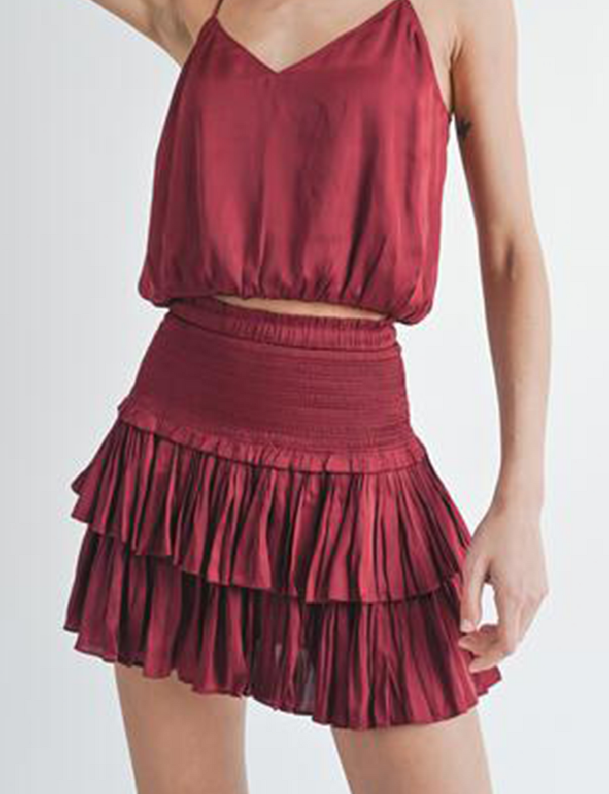 Amore Layered Skirt, Maroon