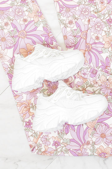 Laura Rhinestone Chunky White Sneaker