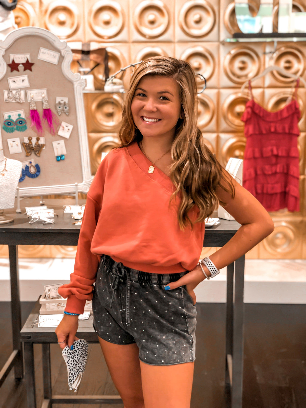 One Shoulder Sweatshirt - Clay
