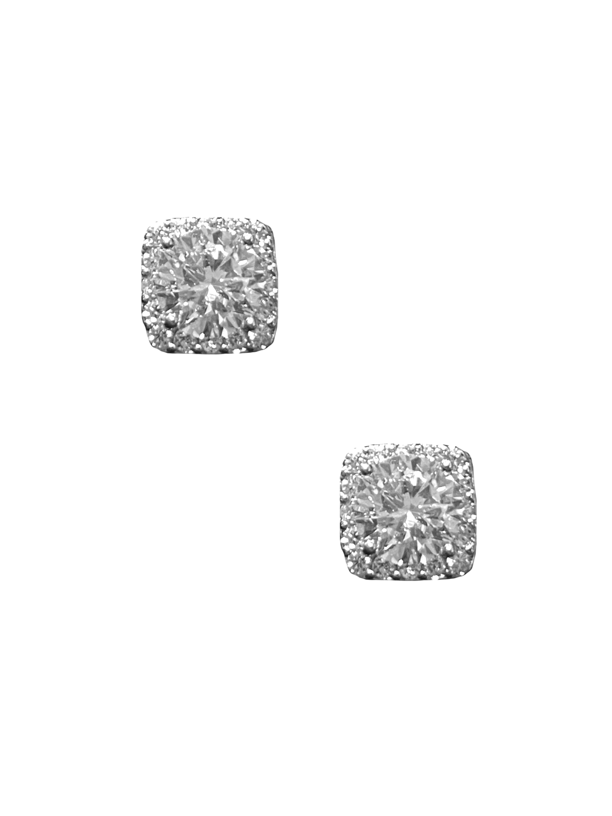 Square Pave Studs - Silver