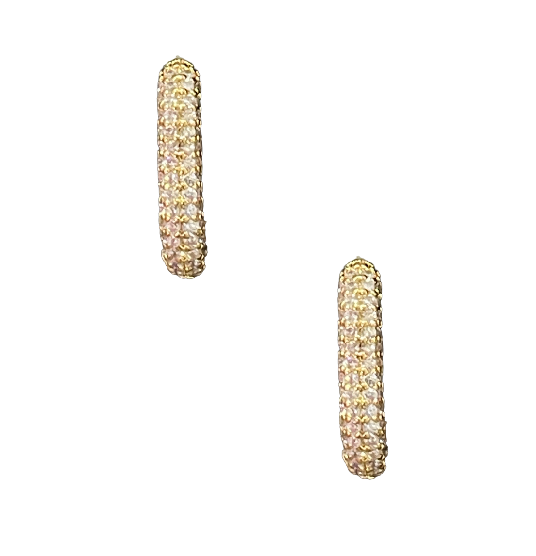 Classic Pave Rectangle Huggies - Gold